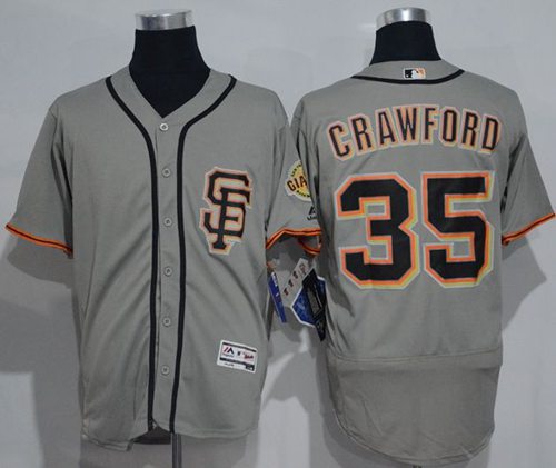 Giants #35 Brandon Crawford Grey Flexbase Authentic Collection Road 2 Stitched MLB Jersey Giants #35 Brandon Crawford Grey Flexbase Authentic Collection Road 2 Stitched MLB Jersey