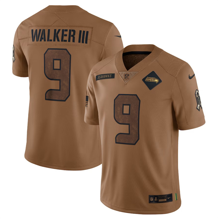Men's Seattle Seahawks #9 Kenneth Walker III 2023 Brown Salute To Service Limited Football Jersey Men's Seattle Seahawks #9 Kenneth Walker III 2023 Brown Salute To Service Limited Football Jersey