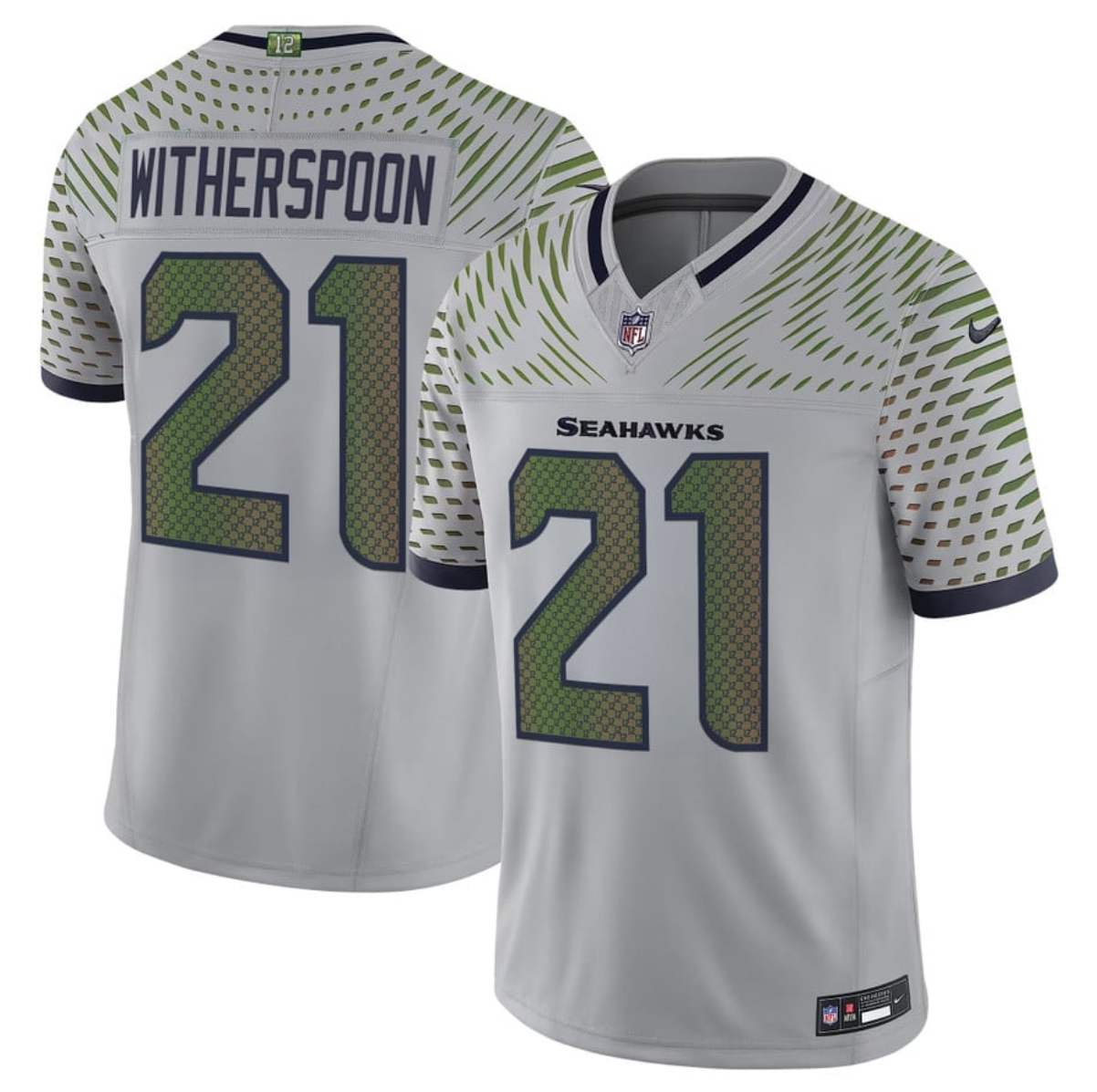 Men's Seattle Seahawks #21 Devon Witherspoon Grey 2025 F.U.S.E. “Rivalries” Vapor Untouchable Limited Stitched Football Jersey