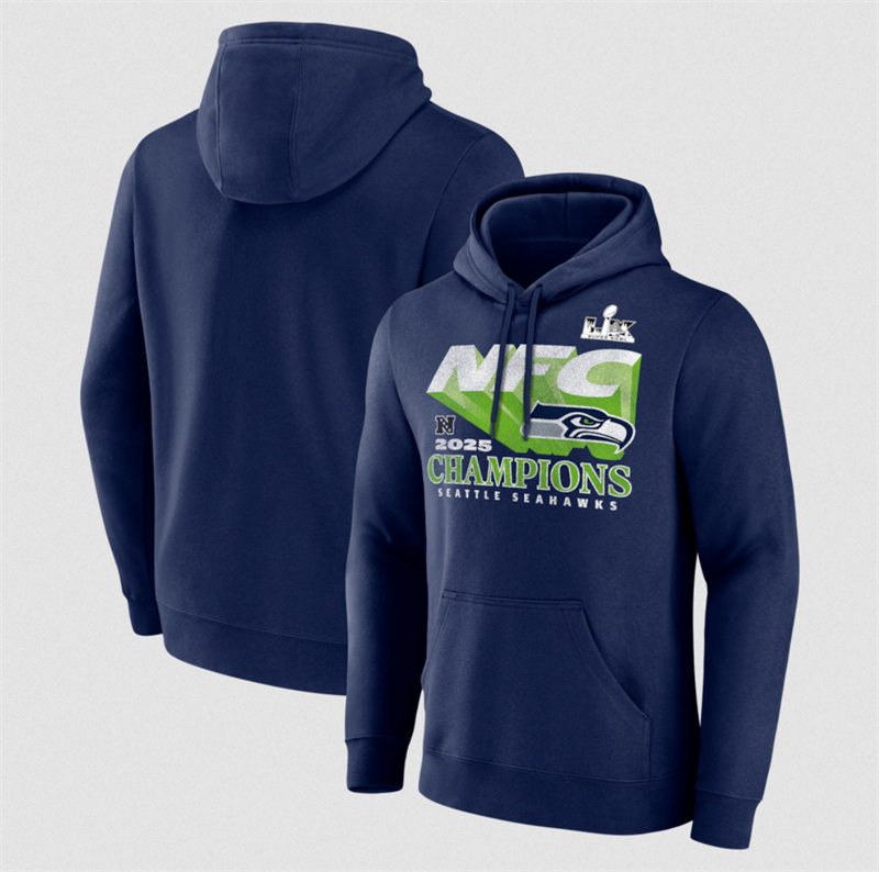 Men's Seattle Seahawks Navy 2025 NFL Champions Pullover Hoodie Men's Seattle Seahawks Navy 2025 NFL Champions Pullover Hoodie