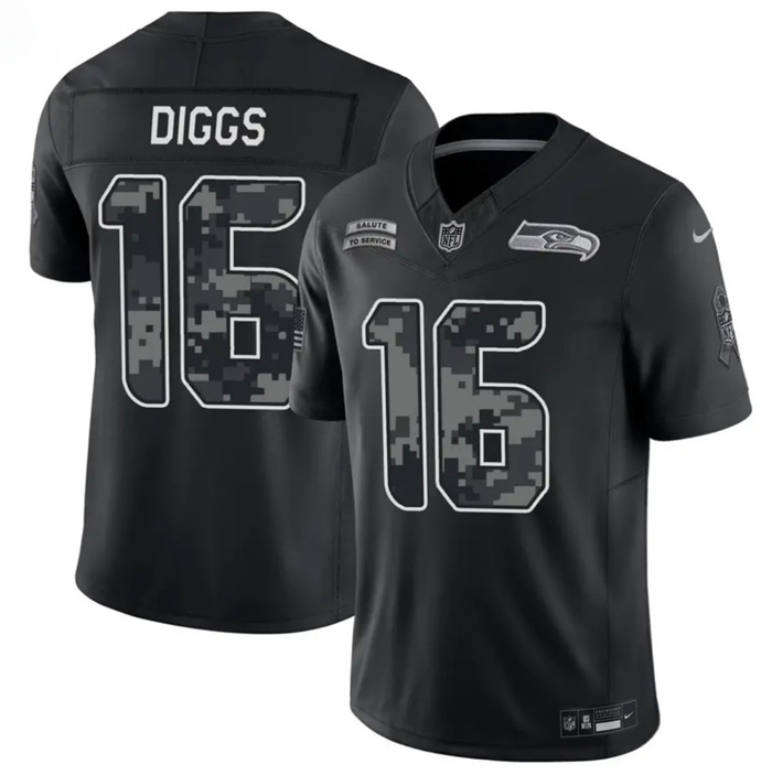 Men's Seattle Seahawks #16 Trevon Diggs Black F.U.S.E. 2026 Salute to Service Limited Stitched Football Jersey