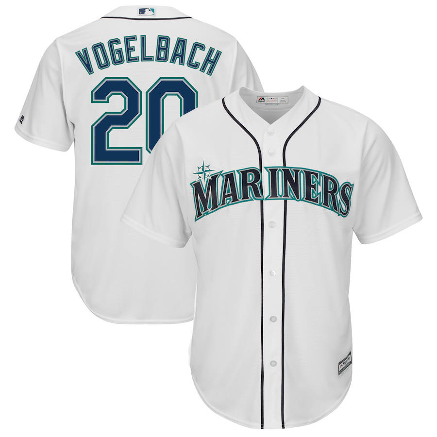 Seattle Mariners #20 Dan Vogelbach Majestic Home Cool Base Replica Player Jersey White Seattle Mariners #20 Dan Vogelbach Majestic Home Cool Base Replica Player Jersey White