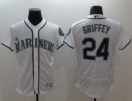 Mariners #24 Ken Griffey White Flexbase Authentic Collection Stitched MLB Jersey Mariners #24 Ken Griffey White Flexbase Authentic Collection Stitched MLB Jersey
