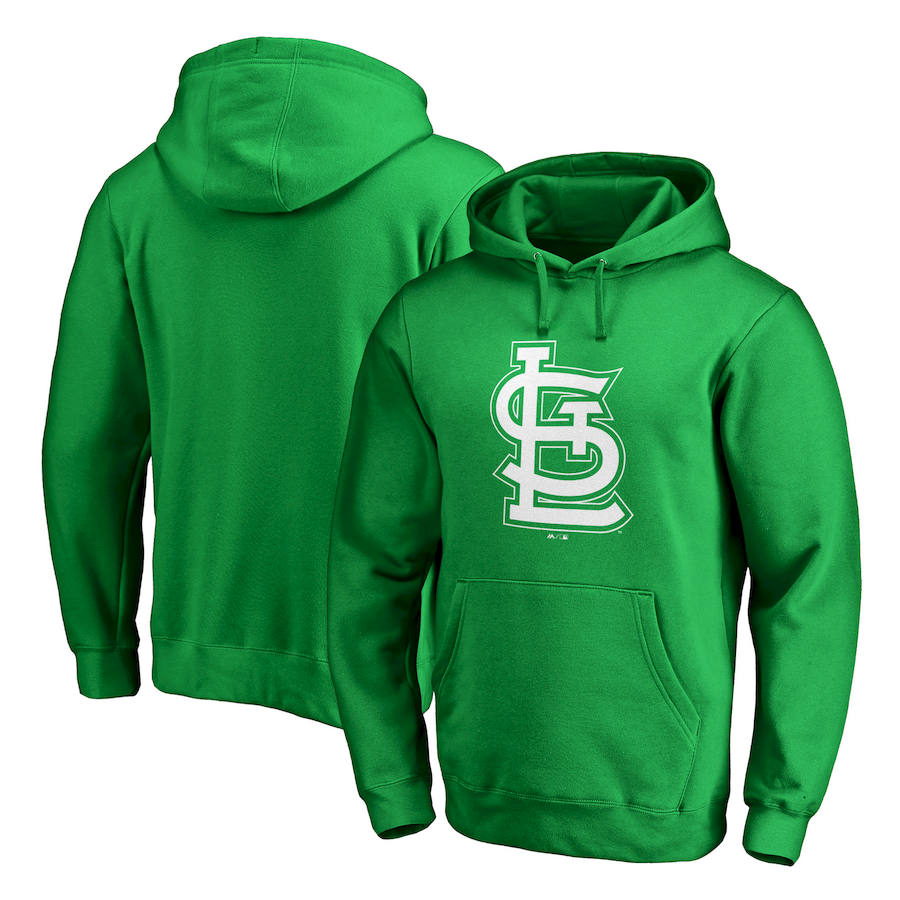 St. Louis Cardinals Majestic St. Patrick's Day White Logo Pullover Hoodie Kelly Green St. Louis Cardinals Majestic St. Patrick's Day White Logo Pullover Hoodie Kelly Green