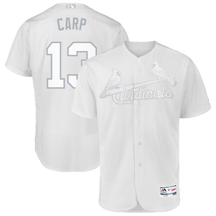 St. Louis Cardinals #13 Matt Carpenter Carp Majestic 2019 Players' Weekend Flex Base Authentic Player Jersey White