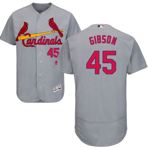 Cardinals #45 Bob Gibson Grey Flexbase Authentic Collection Stitched MLB Jersey Cardinals #45 Bob Gibson Grey Flexbase Authentic Collection Stitched MLB Jersey