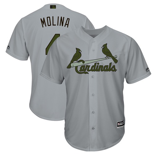 Cardinals #4 Yadier Molina Grey New Cool Base 2018 Memorial Day Stitched MLB Jersey Cardinals #4 Yadier Molina Grey New Cool Base 2018 Memorial Day Stitched MLB Jersey