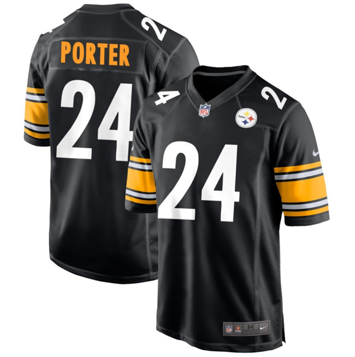 Men's Pittsburgh Steelers #24 Joey Porter Jr. Black Stitched Game Jersey Men's Pittsburgh Steelers #24 Joey Porter Jr. Black Stitched Game Jersey