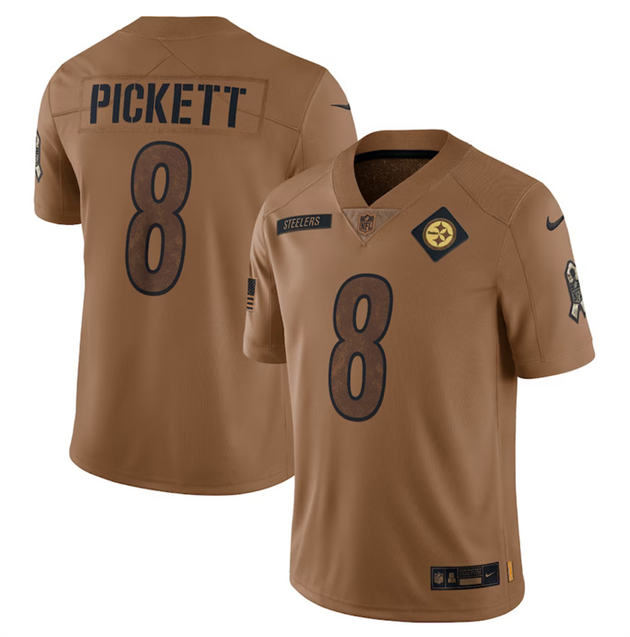 Men's Pittsburgh Steelers #8 Kenny Pickett 2023 Brown Salute To Service Limited Football Jersey Men's Pittsburgh Steelers #8 Kenny Pickett 2023 Brown Salute To Service Limited Football Jersey