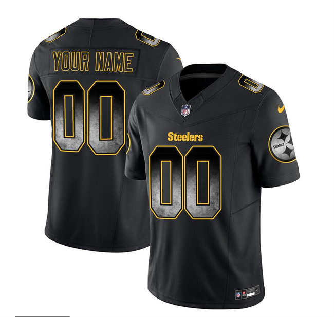 Men's Pittsburgh Steelers Active Player Custom Black 2023 F.U.S.E. Smoke Vapor Untouchable Limited Stitched Jersey Men's Pittsburgh Steelers Active Player Custom Black 2023 F.U.S.E. Smoke Vapor Untouchable Limited Stitched Jersey