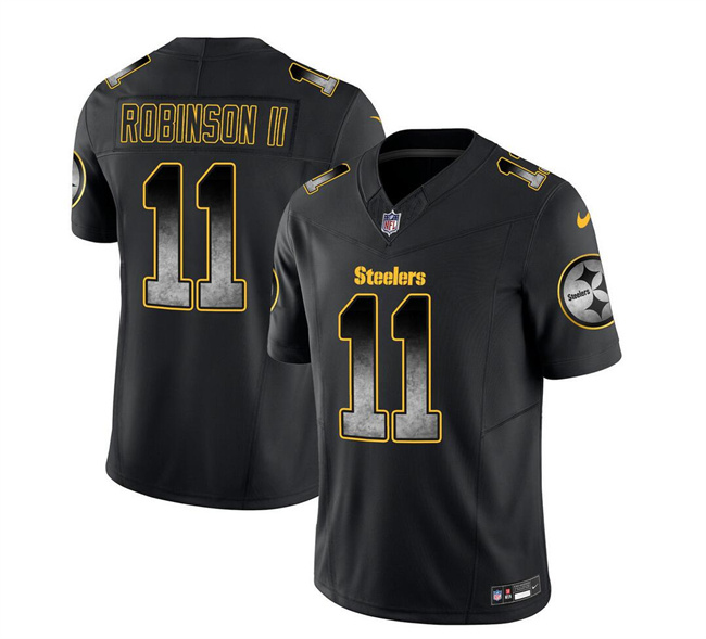 Men's Pittsburgh Steelers #11 Allen Robinson II Black 2023 F.U.S.E. Smoke Vapor Untouchable Limited Stitched Jersey Men's Pittsburgh Steelers #11 Allen Robinson II Black 2023 F.U.S.E. Smoke Vapor Untouchable Limited Stitched Jersey