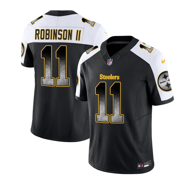Men's Pittsburgh Steelers #11 Allen Robinson II Black/White 2023 F.U.S.E. Vapor Untouchable Limited Stitched Jersey Men's Pittsburgh Steelers #11 Allen Robinson II Black/White 2023 F.U.S.E. Vapor Untouchable Limited Stitched Jersey