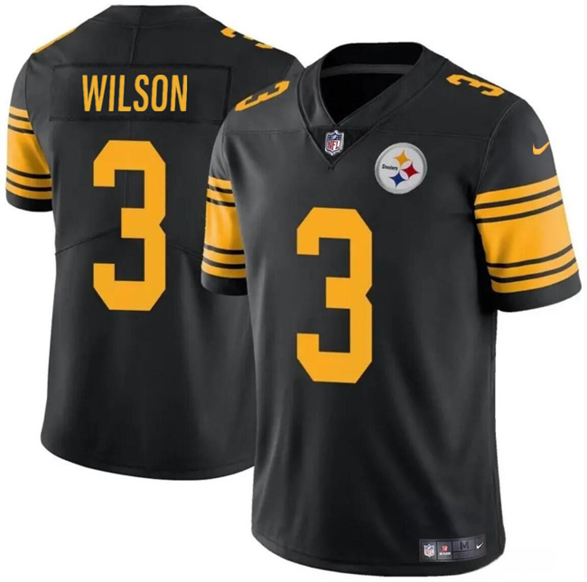 Men's Pittsburgh Steelers #3 Russell Wilson Black Color Rush Vapor Untouchable Limited Stitched Jersey Men's Pittsburgh Steelers #3 Russell Wilson Black Color Rush Vapor Untouchable Limited Stitched Jersey