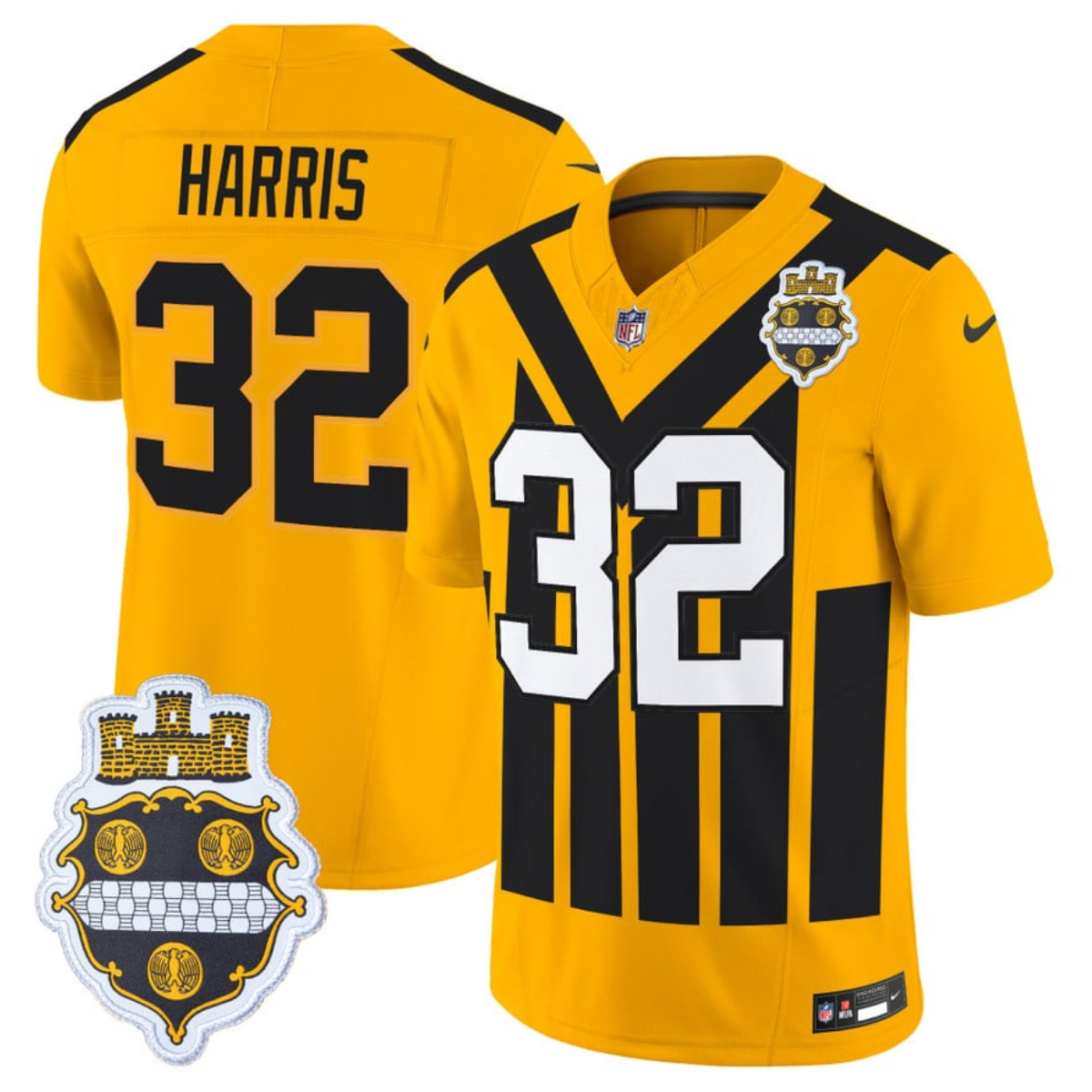 Men's Pittsburgh Steelers #32 Franco Harris Gold 1933 F.U.S.E. Throwback Alternate Football Stitched Football Jersey Men's Pittsburgh Steelers #32 Franco Harris Gold 1933 F.U.S.E. Throwback Alternate Football Stitched Football Jersey