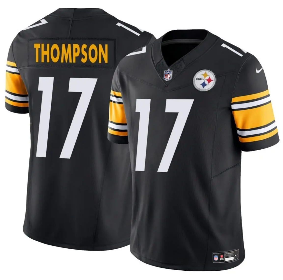 Men's Pittsburgh Steelers #17 Skylar Thompson Black 2025 F.U.S.E. Vapor Untouchable Limited Stitched Jersey Men's Pittsburgh Steelers #17 Skylar Thompson Black 2025 F.U.S.E. Vapor Untouchable Limited Stitched Jersey