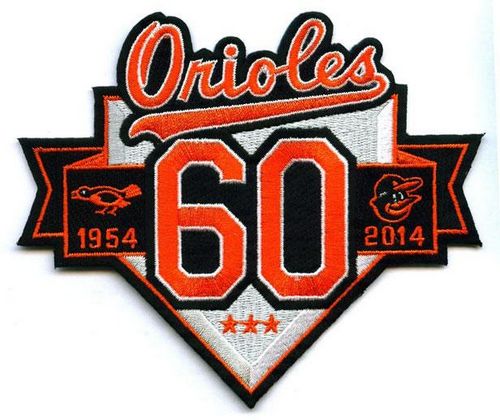 Stitched MLB 2014 Baltimore Orioles 60th Anniversary Season Jersey Sleeve Patch (1954) Stitched MLB 2014 Baltimore Orioles 60th Anniversary Season Jersey Sleeve Patch (1954)