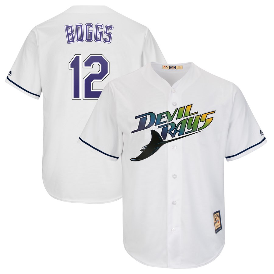 Tampa Bay Rays #12 Wade Boggs Majestic Turn Back The Clock Home Cool Base Cooperstown Player Jersey White Tampa Bay Rays #12 Wade Boggs Majestic Turn Back The Clock Home Cool Base Cooperstown Player Jersey White
