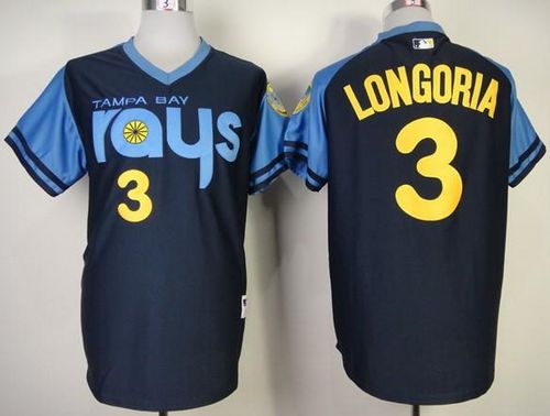 Rays #3 Evan Longoria Dark Blue 1970's Turn Back The Clock Stitched MLB Jersey Rays #3 Evan Longoria Dark Blue 1970's Turn Back The Clock Stitched MLB Jersey