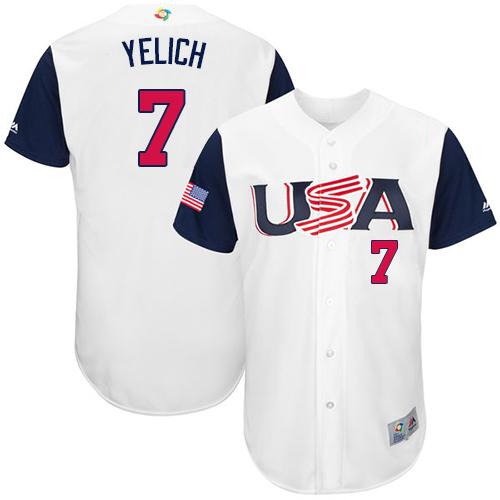 Team USA #7 Christian Yelich White 2017 World MLB Classic Authentic Stitched MLB Jersey Team USA #7 Christian Yelich White 2017 World MLB Classic Authentic Stitched MLB Jersey