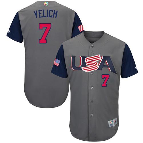 Team USA #7 Christian Yelich Gray 2017 World MLB Classic Authentic Stitched MLB Jersey Team USA #7 Christian Yelich Gray 2017 World MLB Classic Authentic Stitched MLB Jersey