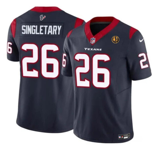Men's Houston Texans #26 Devin Singletary Navy 2023 F.U.S.E. With John Madden Patch Vapor Limited Stitched Football Jersey Men's Houston Texans #26 Devin Singletary Navy 2023 F.U.S.E. With John Madden Patch Vapor Limited Stitched Football Jersey