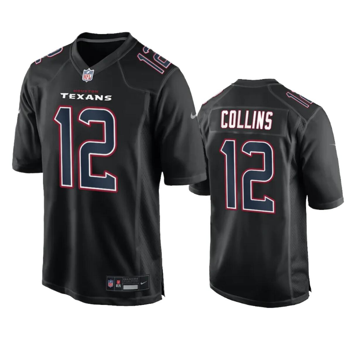Men's Houston Texans #12 Nico Collins Black Fashion Vapor Untouchable Limited Stitched Football Jersey Men's Houston Texans #12 Nico Collins Black Fashion Vapor Untouchable Limited Stitched Football Jersey