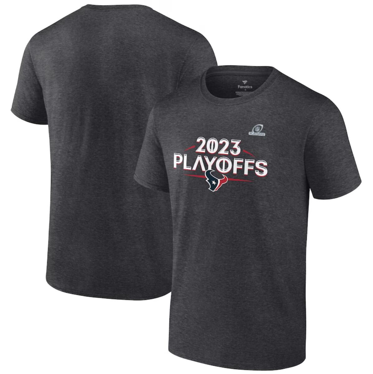 Men's Houston Texans Heather Charcoal 2023 NFL Playoffs Ready T-Shirt Men's Houston Texans Heather Charcoal 2023 NFL Playoffs Ready T-Shirt