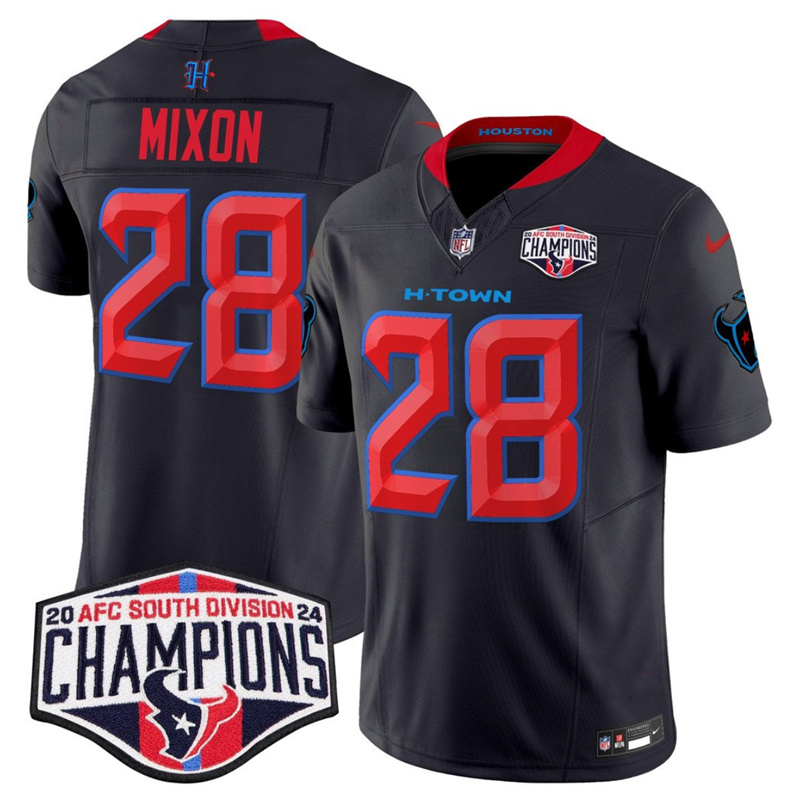 Men's Houston Texans #28 Joe Mixon Navy 2nd Alternate F.U.S.E. 2024 AFC South Division Champions Vapor Limited Stitched Football Jersey Men's Houston Texans #28 Joe Mixon Navy 2nd Alternate F.U.S.E. 2024 AFC South Division Champions Vapor Limited Stitched Football Jersey