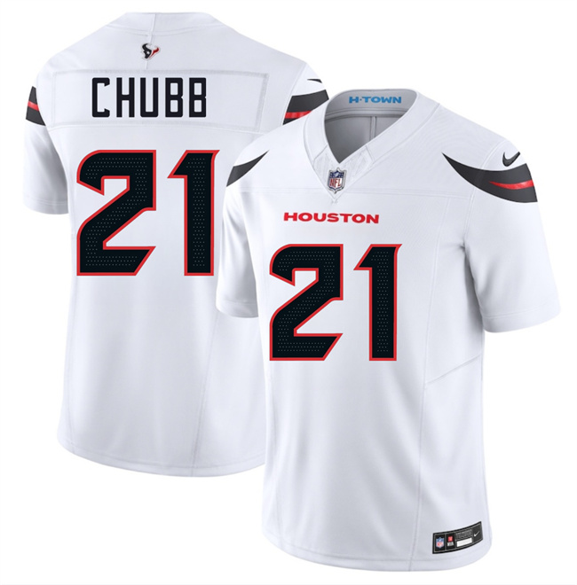 Men's Houston Texans #21 Nick Chubb White 2025 F.U.S.E. Vapor Limited Stitched Football Jersey Men's Houston Texans #21 Nick Chubb White 2025 F.U.S.E. Vapor Limited Stitched Football Jersey