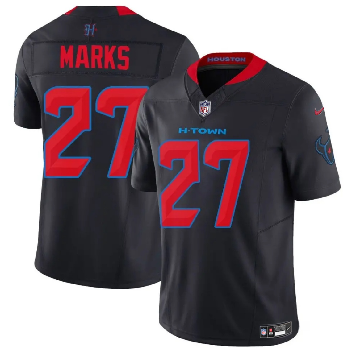 Men's Houston Texans #27 Woody Marks Navy 2nd Alternate 2025 F.U.S.E. Vapor Limited Stitched Football Jersey Men's Houston Texans #27 Woody Marks Navy 2nd Alternate 2025 F.U.S.E. Vapor Limited Stitched Football Jersey