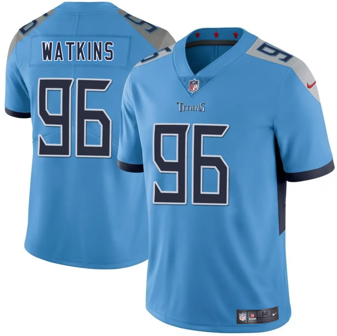 Men's Tennessee Titans #96 Carlos Watkins Blue 2025 F.U.S.E. Vapor Limited Stitched Football Jersey Men's Tennessee Titans #96 Carlos Watkins Blue 2025 F.U.S.E. Vapor Limited Stitched Football Jersey
