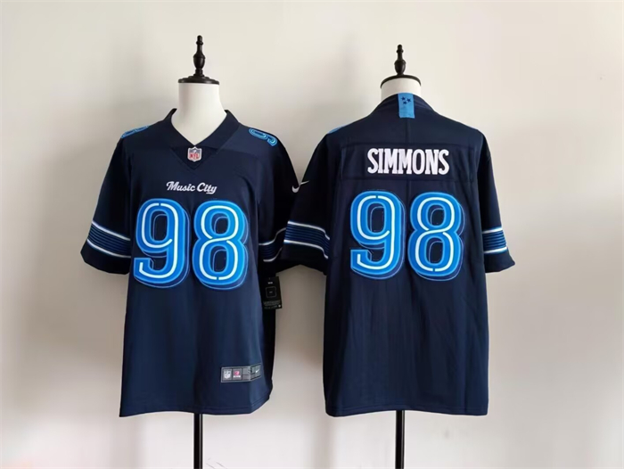 Men's Tennessee Titans #98 Jeffery Simmons Navy 2026 'Music City' Rivalries Collection Limited Stitched Football Jersey
