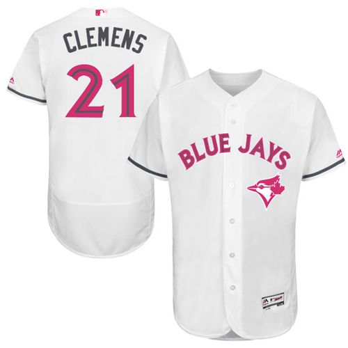 Blue Jays #21 Roger Clemens White Flexbase Authentic Collection Mother's Day Stitched MLB Jersey Blue Jays #21 Roger Clemens White Flexbase Authentic Collection Mother's Day Stitched MLB Jersey