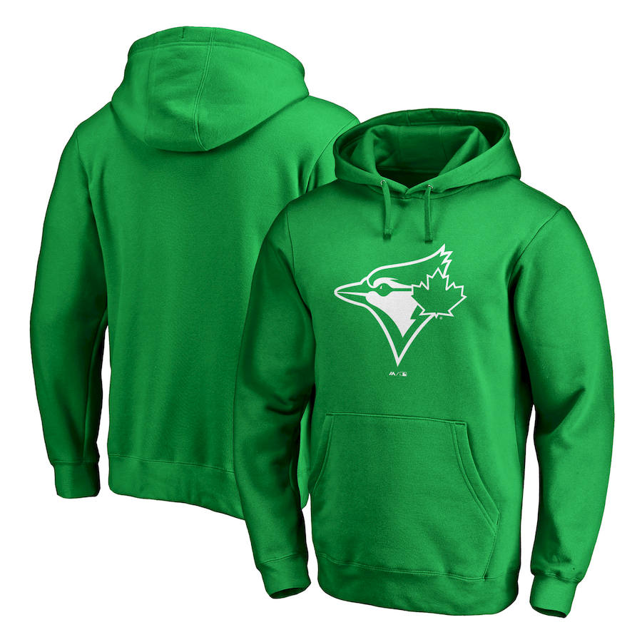 Toronto Blue Jays Majestic St. Patrick's Day White Logo Pullover Hoodie Kelly Green Toronto Blue Jays Majestic St. Patrick's Day White Logo Pullover Hoodie Kelly Green