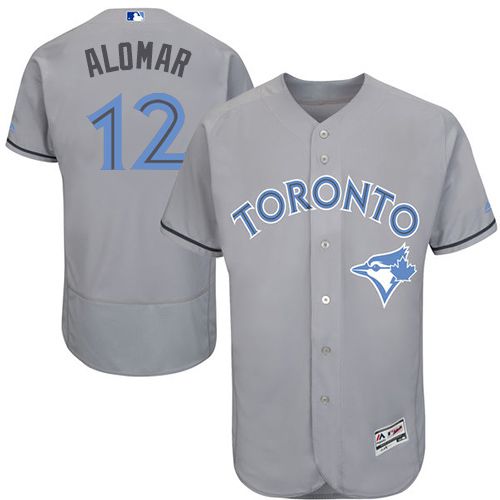 Blue Jays #12 Roberto Alomar Grey Flexbase Authentic Collection Father's Day Stitched MLB Jersey Blue Jays #12 Roberto Alomar Grey Flexbase Authentic Collection Father's Day Stitched MLB Jersey