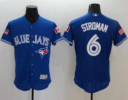 Blue Jays #6 Marcus Stroman Blue Fashion Stars & Stripes Flexbase Authentic Stitched MLB Jersey Blue Jays #6 Marcus Stroman Blue Fashion Stars & Stripes Flexbase Authentic Stitched MLB Jersey