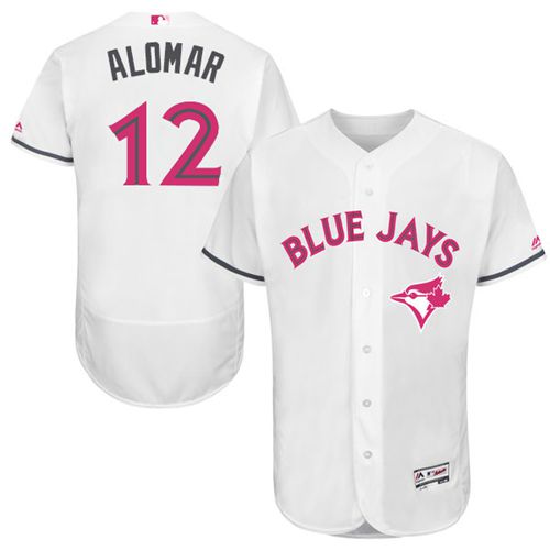 Blue Jays #12 Roberto Alomar White Flexbase Authentic Collection Mother's Day Stitched MLB Jersey Blue Jays #12 Roberto Alomar White Flexbase Authentic Collection Mother's Day Stitched MLB Jersey