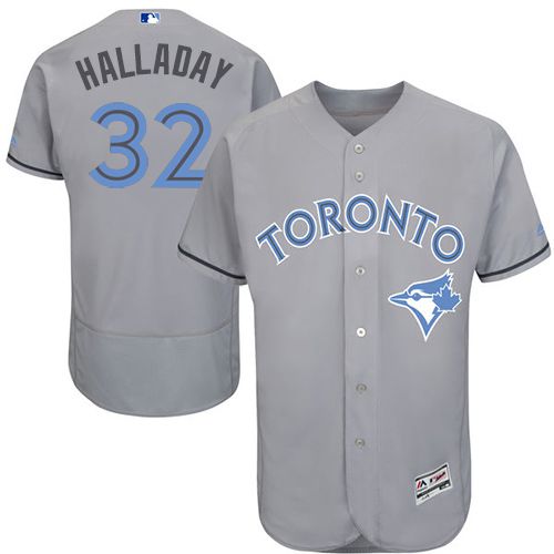 Blue Jays #32 Roy Halladay Grey Flexbase Authentic Collection Father's Day Stitched MLB Jersey Blue Jays #32 Roy Halladay Grey Flexbase Authentic Collection Father's Day Stitched MLB Jersey