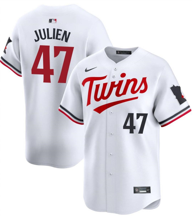Men's Minnesota Twins #47 Edouard Julien White 2024 Home Limited Stitched Baseball Jersey Men's Minnesota Twins #47 Edouard Julien White 2024 Home Limited Stitched Baseball Jersey