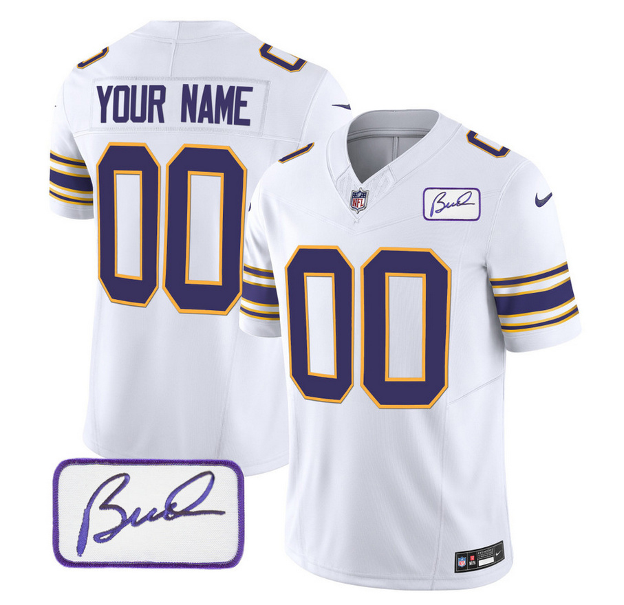 Men's Minnesota Vikings Active Player Custom White 2023 F.U.S.E. Bud Grant patch Limited Stitched Football Jersey