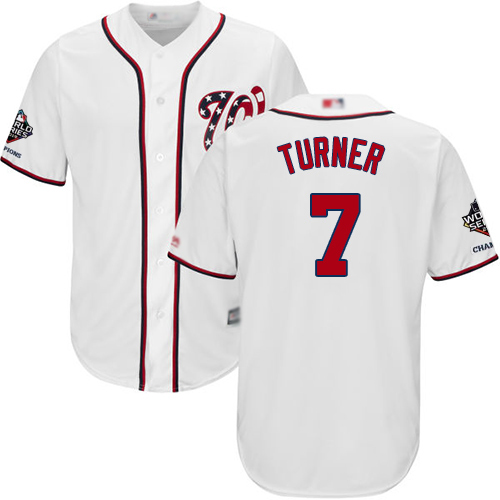 Nationals #7 Trea Turner White New Cool Base 2019 World Series Champions Stitched MLB Jersey Nationals #7 Trea Turner White New Cool Base 2019 World Series Champions Stitched MLB Jersey