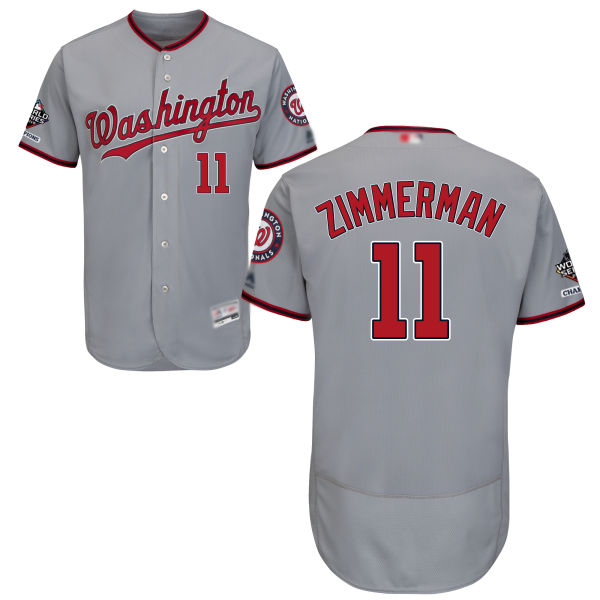 Nationals #11 Ryan Zimmerman Grey Flexbase Authentic Collection 2019 World Series Champions Stitched MLB Jersey Nationals #11 Ryan Zimmerman Grey Flexbase Authentic Collection 2019 World Series Champions Stitched MLB Jersey