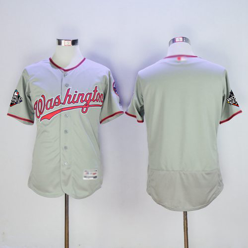 Nationals Blank Grey Flexbase Authentic Collection 2019 World Series Champions Stitched MLB Jersey