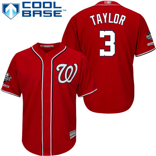 Nationals #3 Michael Taylor Red New Cool Base 2019 World Series Champions Stitched MLB Jersey Nationals #3 Michael Taylor Red New Cool Base 2019 World Series Champions Stitched MLB Jersey