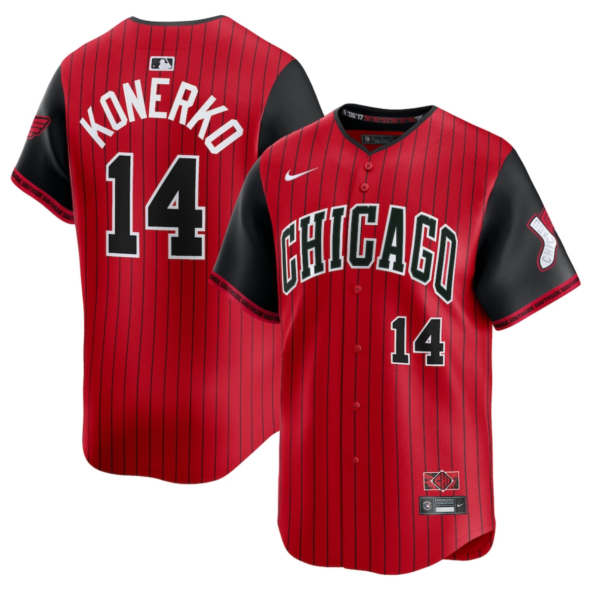 Men's Chicago White Sox #14 Paul Konerko Red/Black 2025 City Connect Limited Stitched Baseball Jersey Men's Chicago White Sox #14 Paul Konerko Red/Black 2025 City Connect Limited Stitched Baseball Jersey