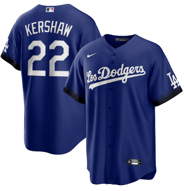 Men's Los Angeles Dodgers #22 Clayton Kershaw 2021 Royal City Connect Cool Base Stitched Men's Los Angeles Dodgers #22 Clayton Kershaw 2021 Royal City Connect Cool Base Stitched