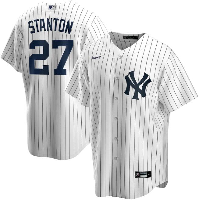 Men's New York Yankees #27 Giancarlo Stanton White MLB Cool Base Stitched Jersey Men's New York Yankees #27 Giancarlo Stanton White MLB Cool Base Stitched Jersey