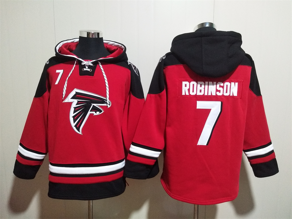 Men's Atlanta Falcons #7 Bijan Robinson Red Ageless Must-Have Lace-Up Pullover Hoodie Men's Atlanta Falcons #7 Bijan Robinson Red Ageless Must-Have Lace-Up Pullover Hoodie