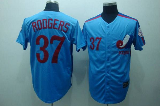 Mitchell and Ness Expos Custom Blue Stitched Throwback MLB Jersey