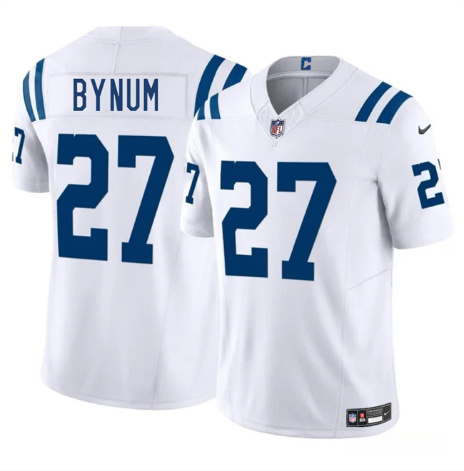 Men's Indianapolis Colts #27 Cam Bynuml White 2025 F.U.S.E. Vapor Limited Stitched Football Jersey Men's Indianapolis Colts #27 Cam Bynuml White 2025 F.U.S.E. Vapor Limited Stitched Football Jersey